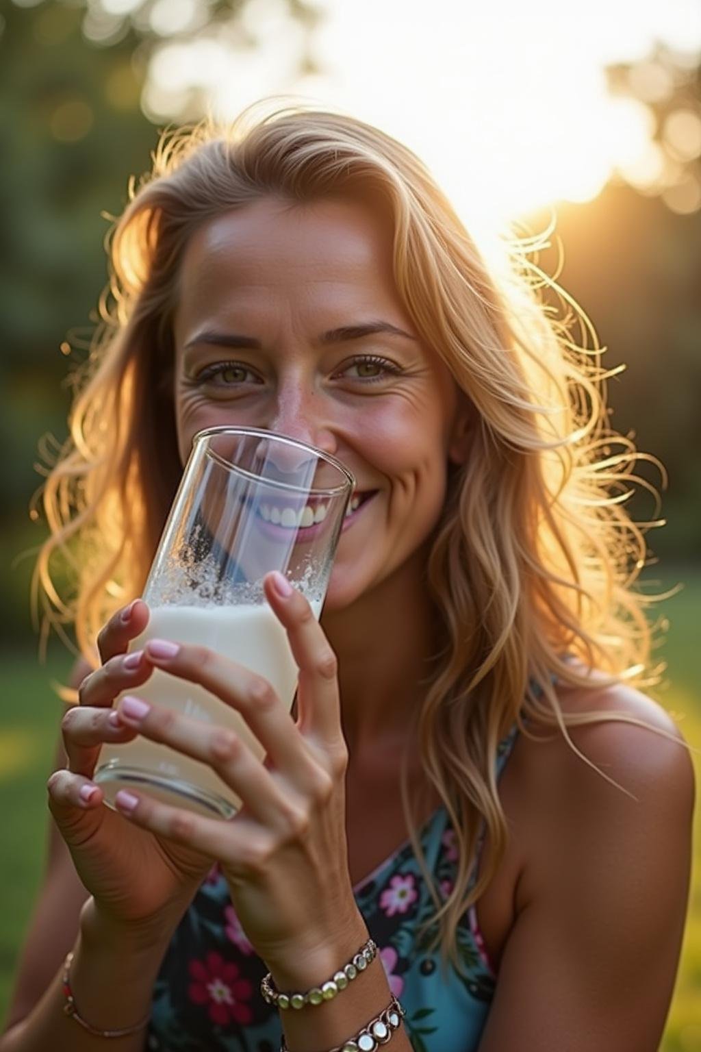 Happy person drinking water in the morning to stay healthy and hydrated