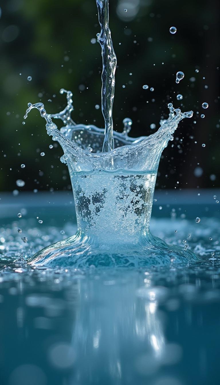 Dynamic shot of water splashing, symbolizing hydration and health benefits
