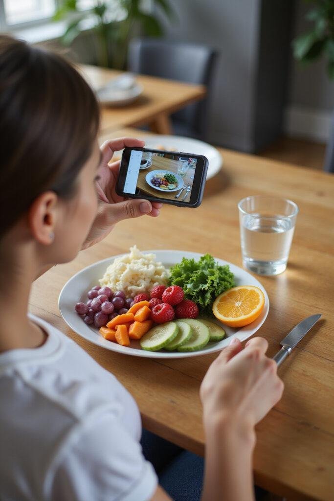 A healthy person preparing a nutritious meal with fresh fruits and vegetables for healing