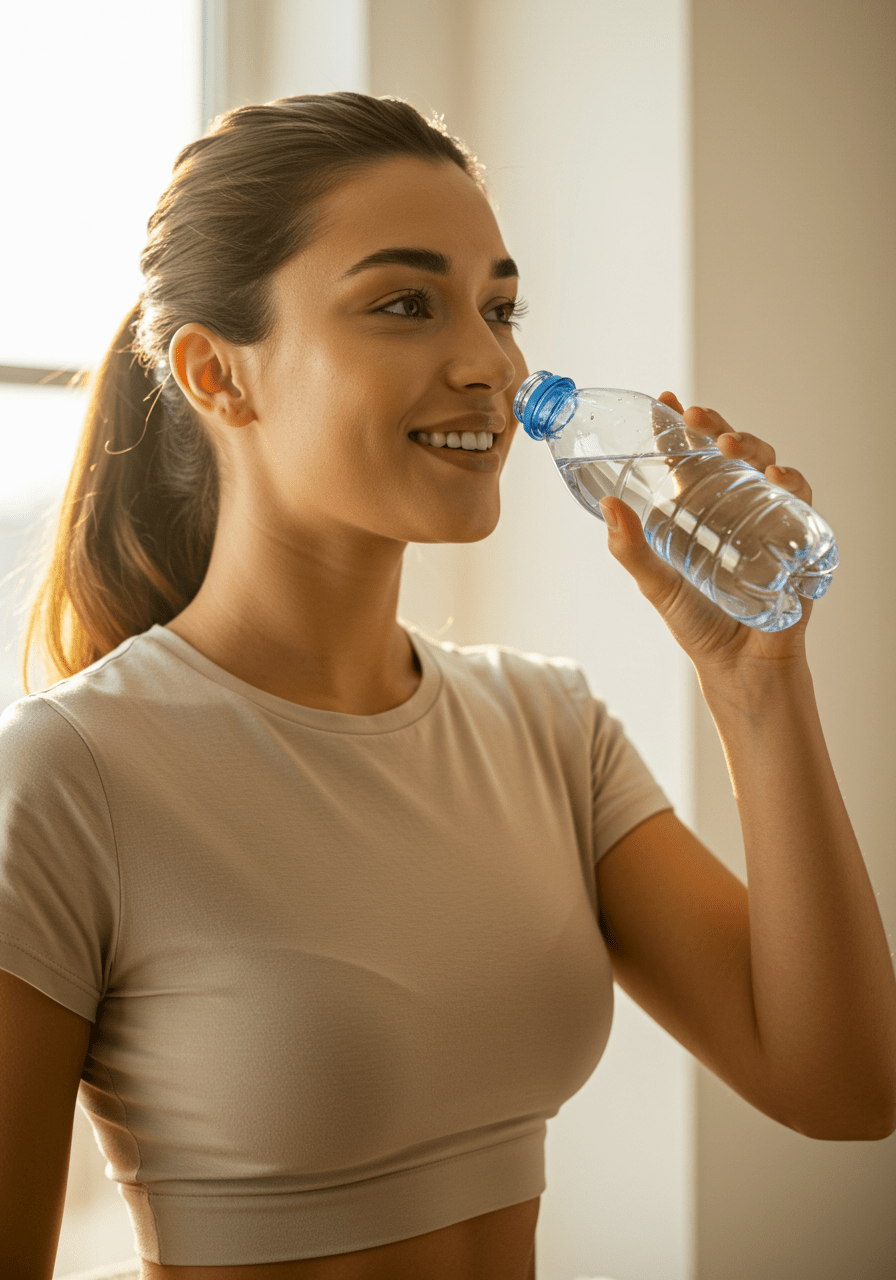 Person enjoying water, highlighting skin health benefits of proper hydration