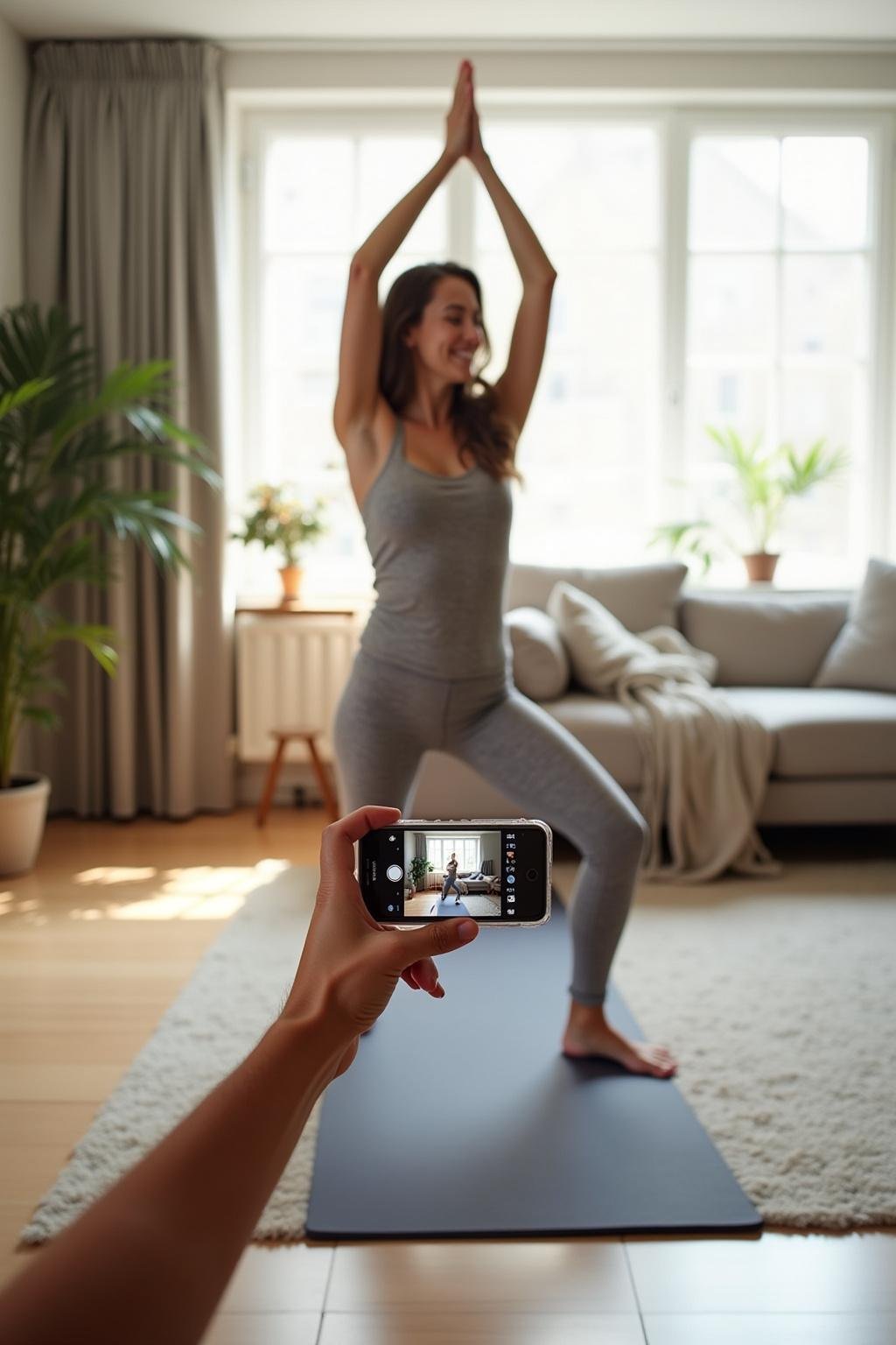 Woman practicing yoga indoors to highlight mental health benefits of exercise for women
