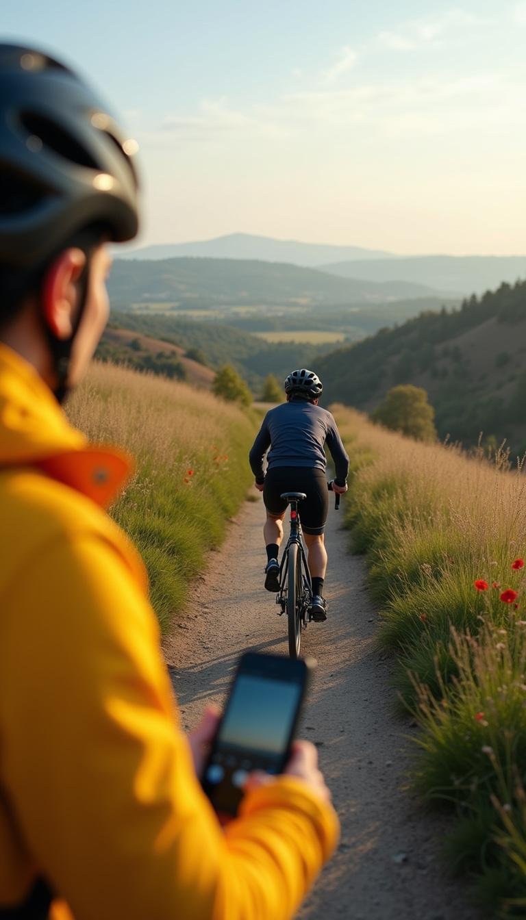 Individual cycling on a nature trail, depicting cardiovascular exercise advantages