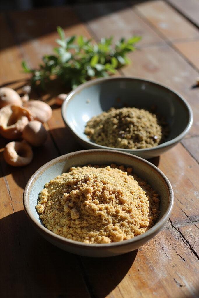 Adaptogenic herbs such as Ashwagandha and Rhodiola in bowls on wooden table for stress relief in 2025