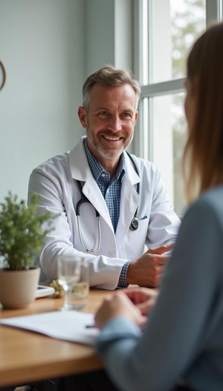 Healthcare professional advising patient on adaptogenic herbs for stress relief in 2025