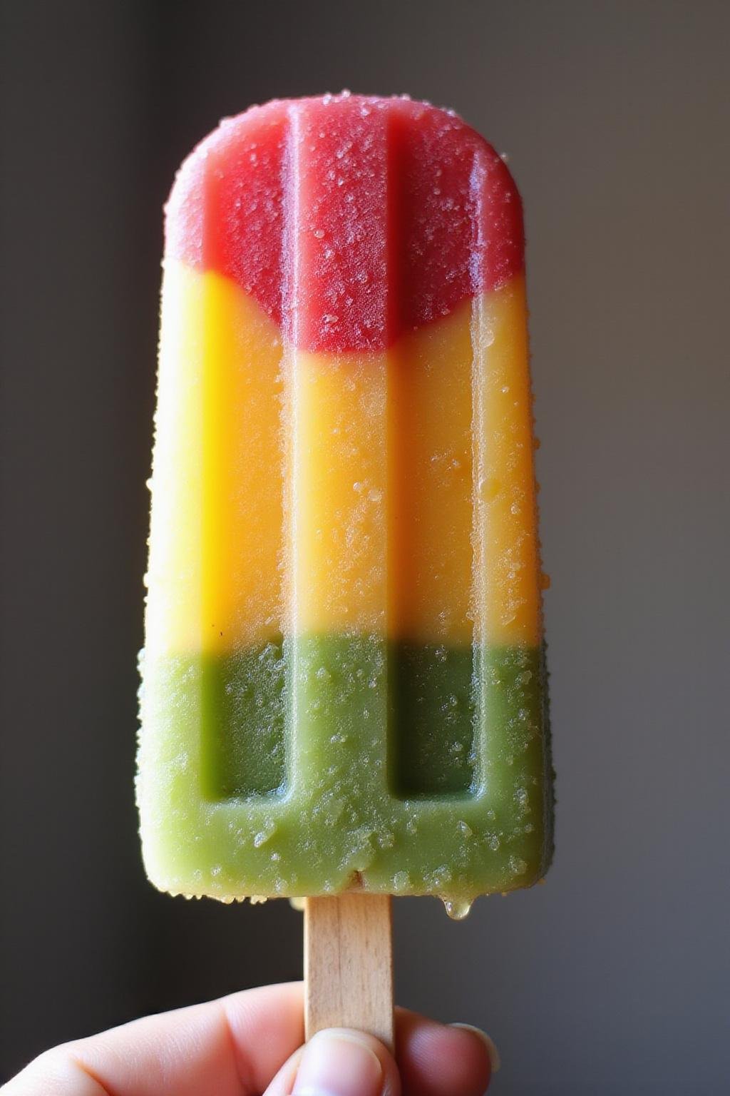 A vibrant cortisol cocktail popsicle with bright colors and icy texture, ready to eat