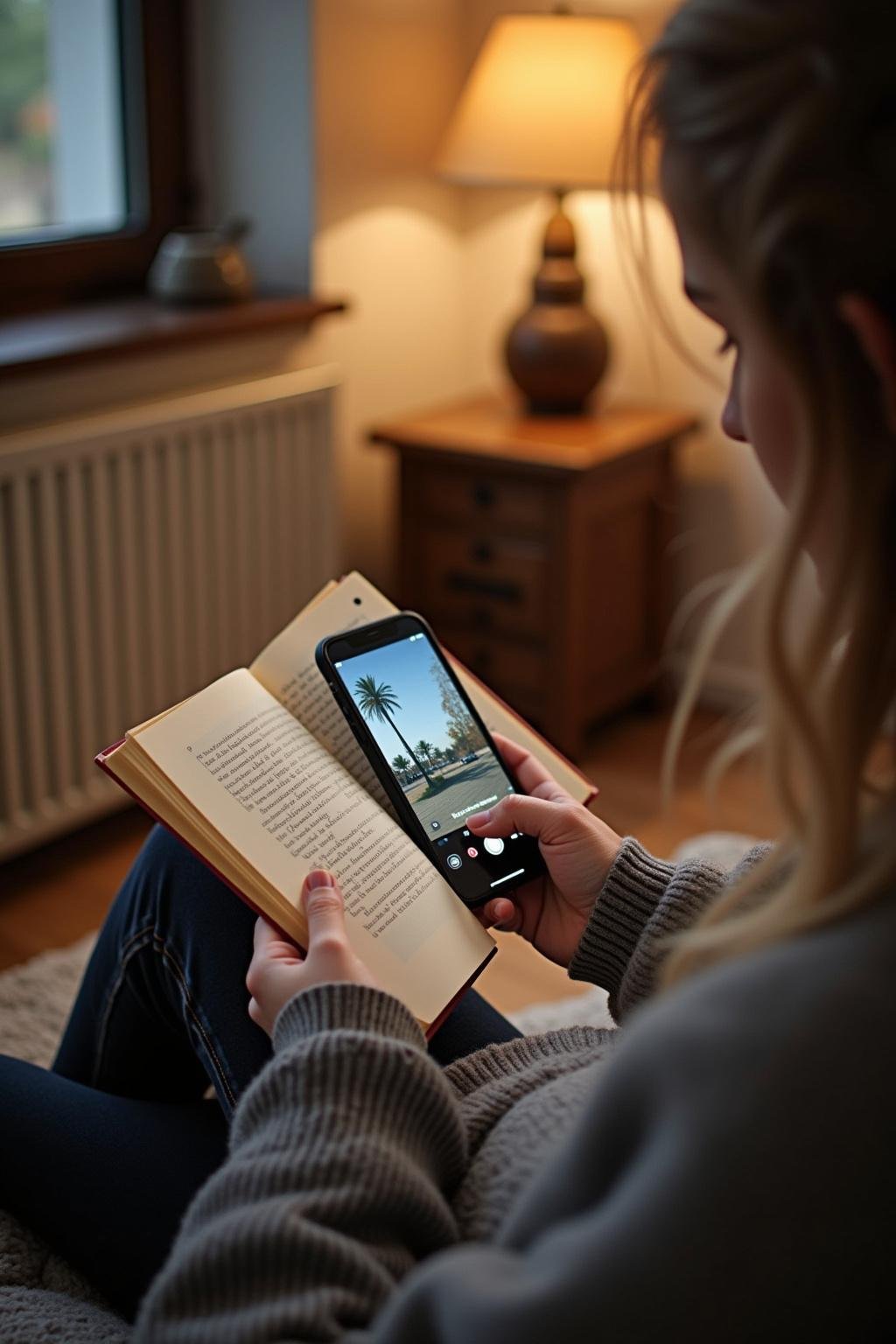 Individual relaxing without devices, encouraging screen-free time for mental health