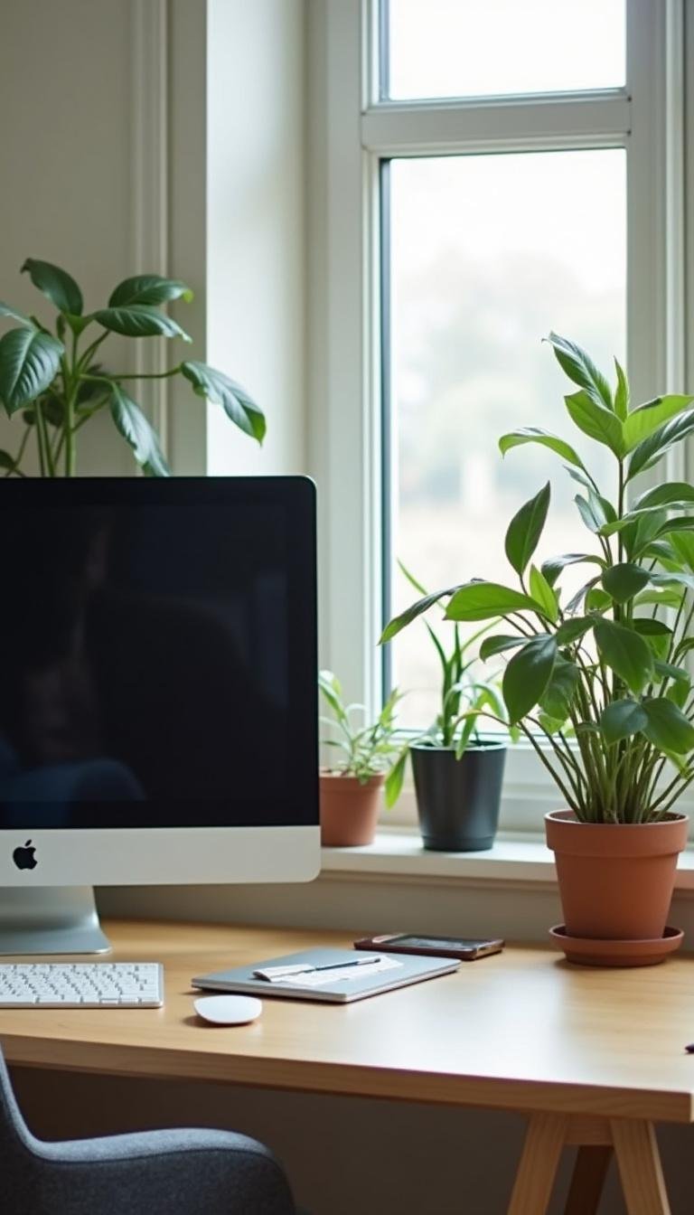 Clean desk with no electronic devices, inspiring digital detox for mental clarity