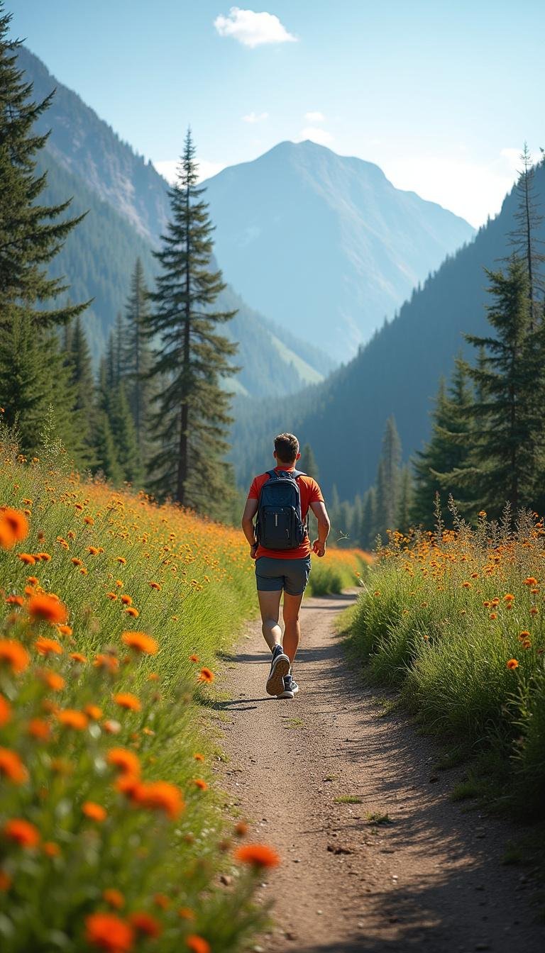 Individual enjoying a walk in nature, emphasizing regular physical activity for health