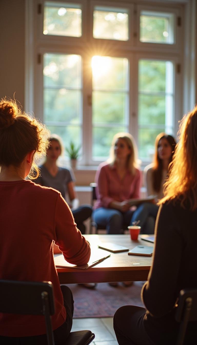 Group of women sharing experiences and supporting each other about mental health in perimenopause