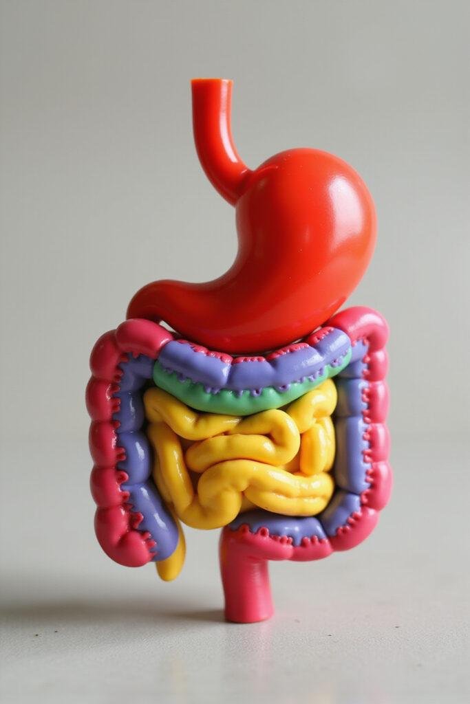 Detailed human gut model illustrating gut health's connection to overall wellbeing