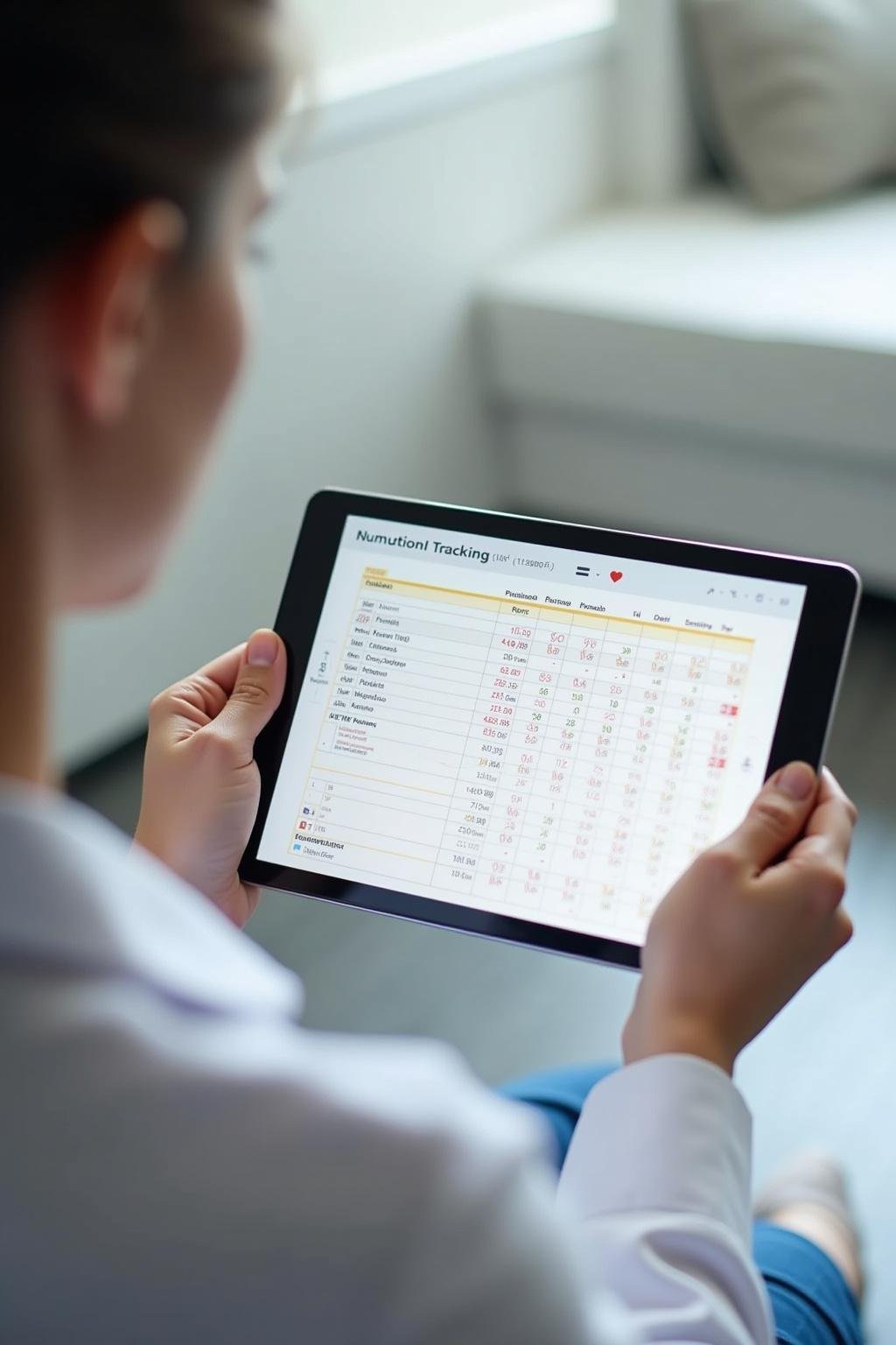 Female doctor reviewing a menstrual cycle tracking chart on a tablet, emphasizing health monitoring and awareness