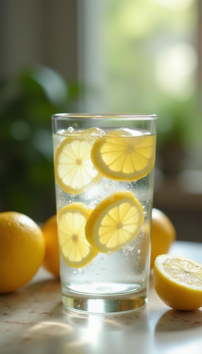 Glass of water with lemon slices, demonstrating the importance of hydration for boosting metabolism