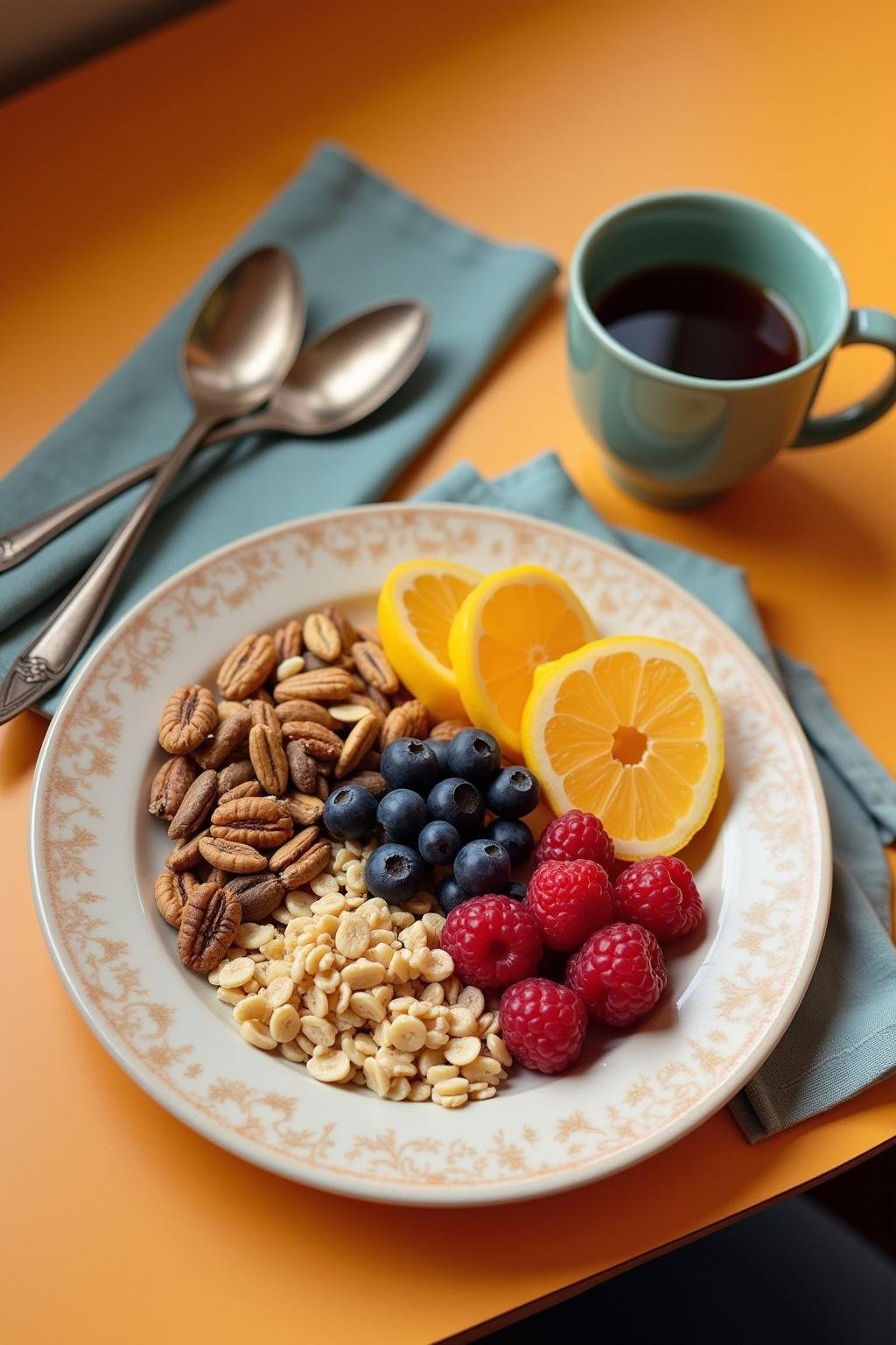 Nutritious breakfast with fruits and oats, boosting energy for the day