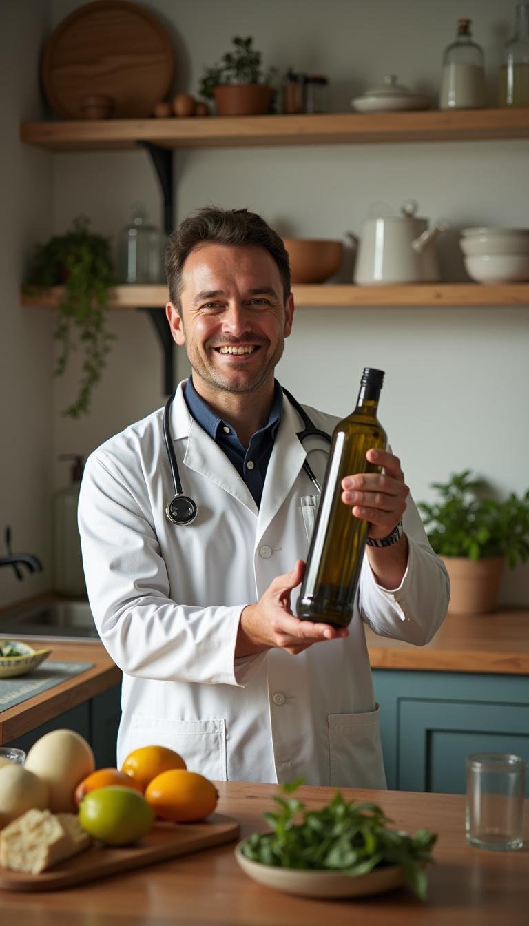 Spoonful of olive oil on a white plate, illustrating the practice of consuming olive oil in mornings
