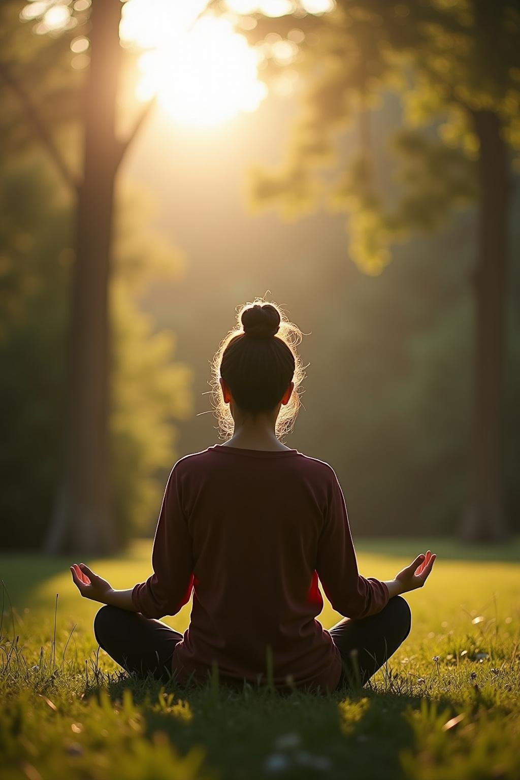 Individual meditating outdoors in nature, representing holistic coping with loneliness