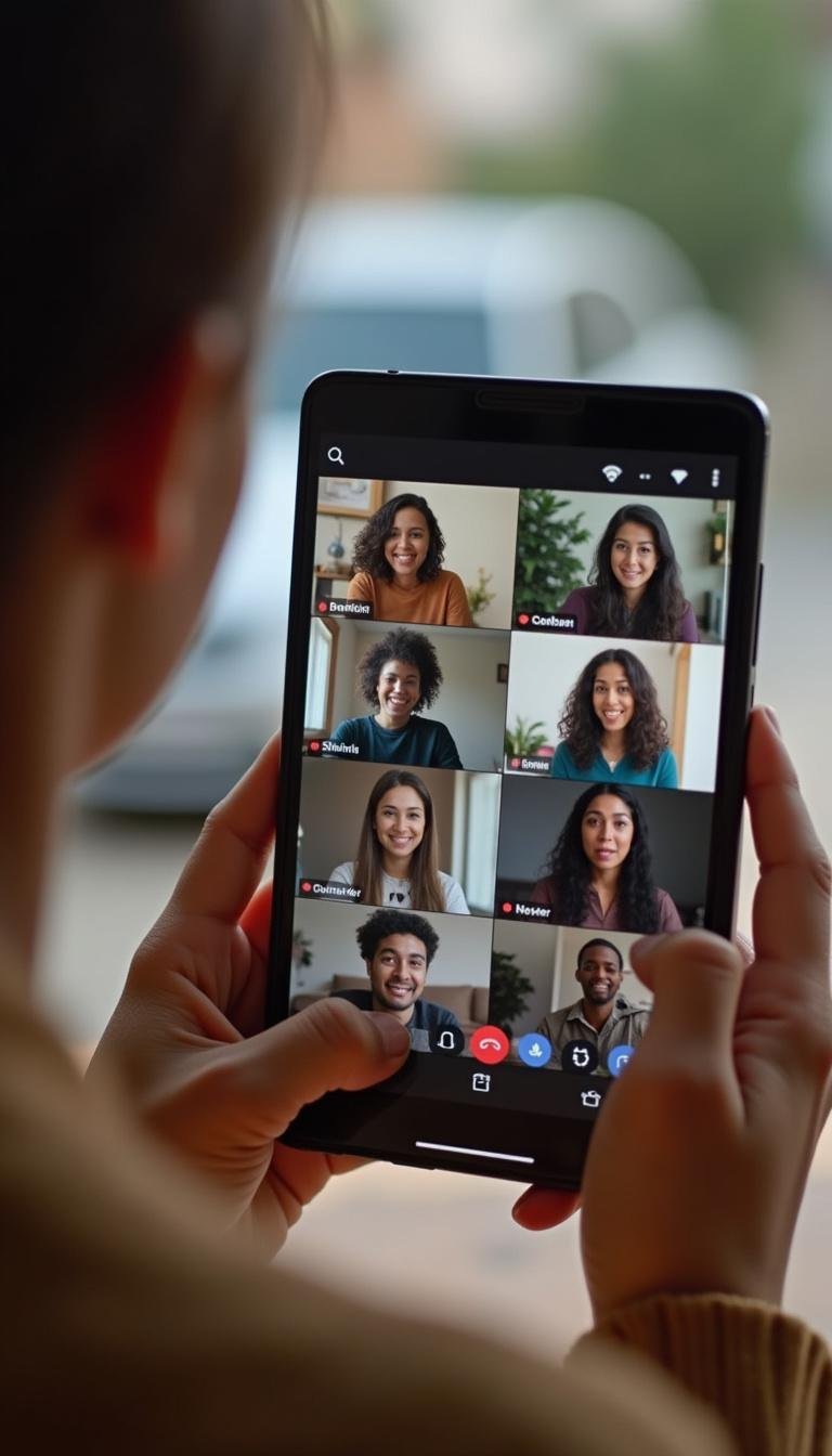 People participating in a virtual video call to combat loneliness in the digital age