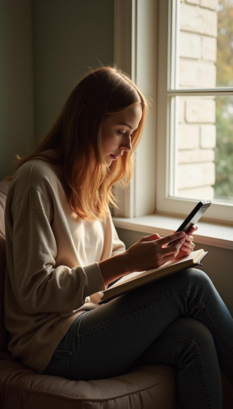 Individual writing in a journal in a calm, cozy space, symbolizing holistic methods to address loneliness