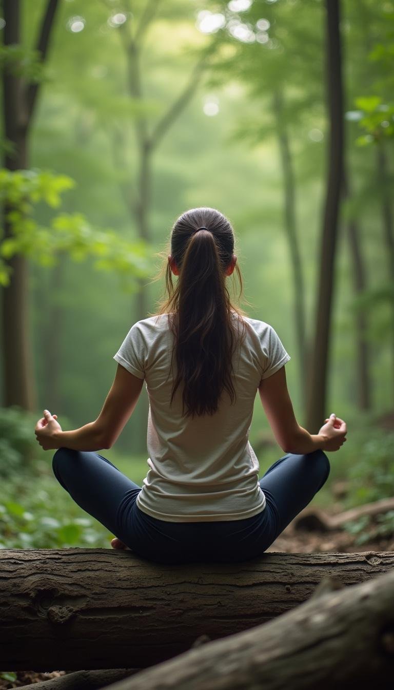 Individual meditating in the forest to harness nature therapy for mental health improvement.
