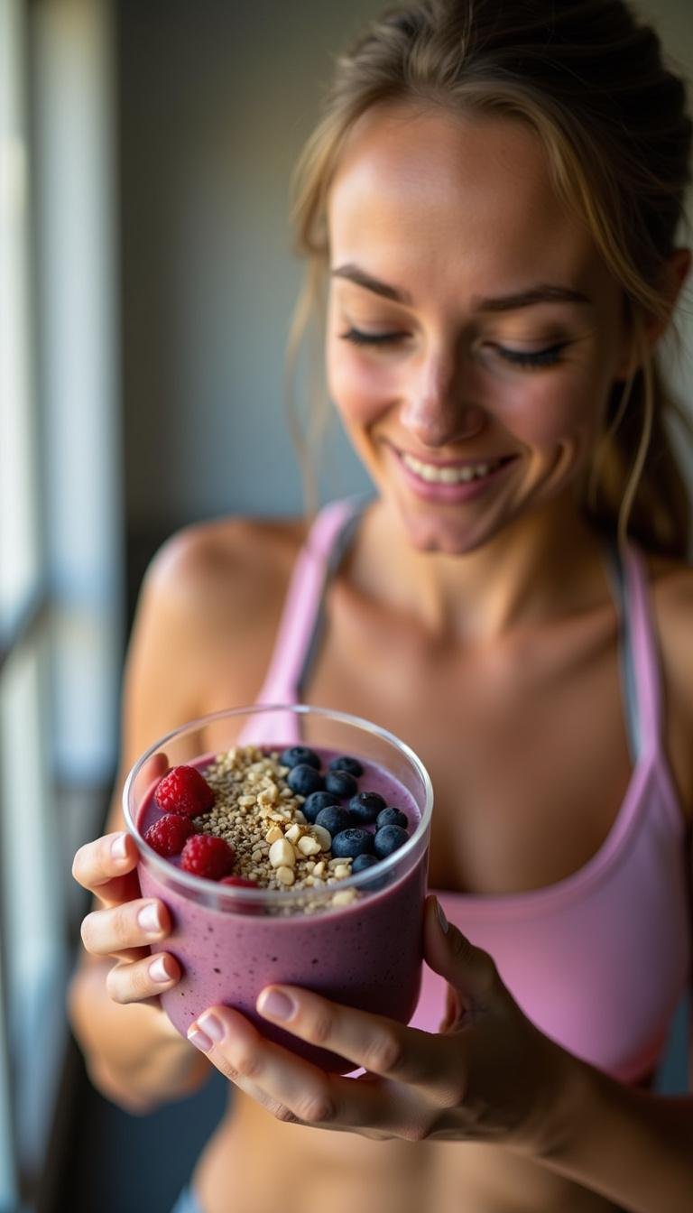 Person enjoying a nutritious smoothie bowl with toppings, encouraging pro-metabolic lifestyle