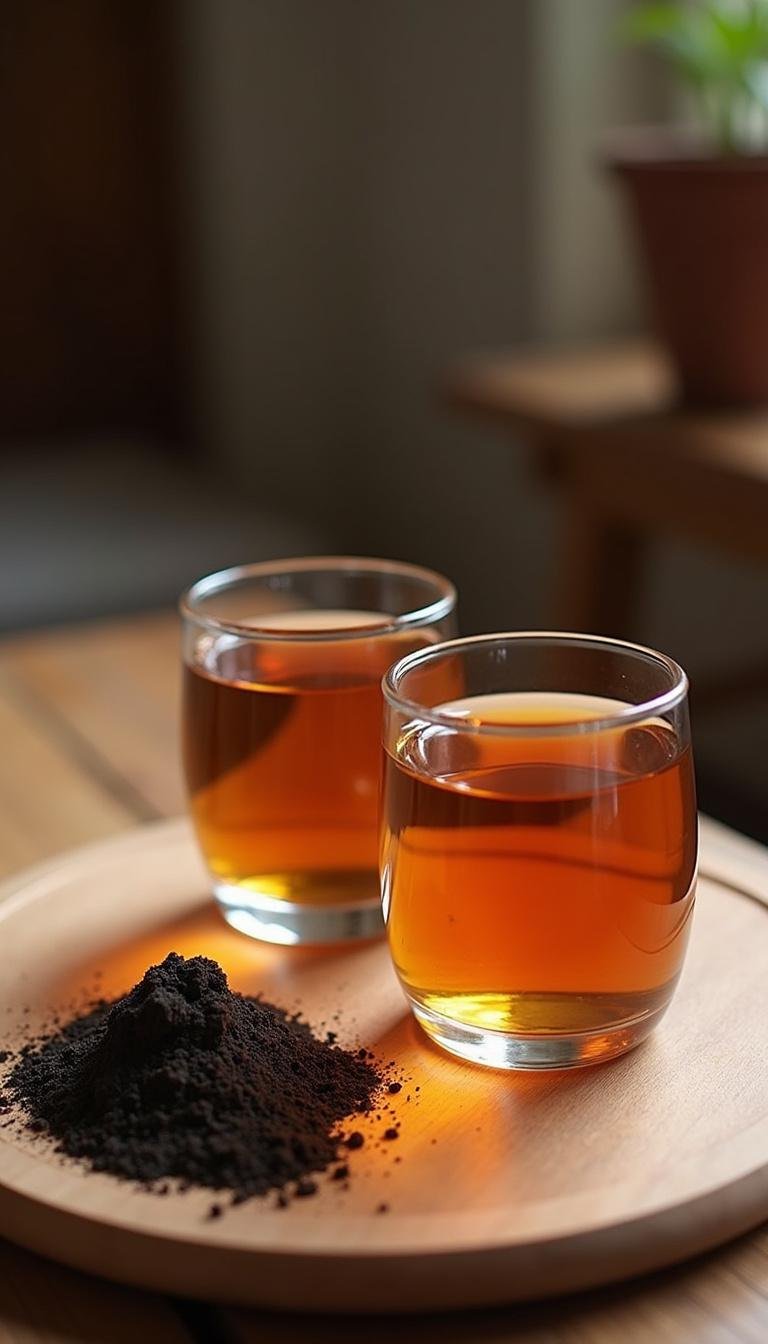 Herbal tea with Shilajit powder, depicting consumption methods of Shilajit for health benefits