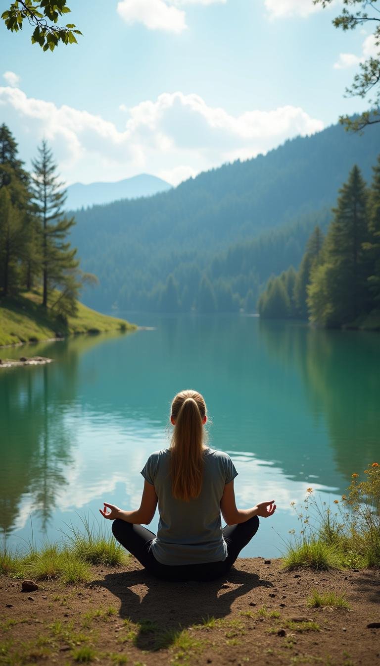 Person meditating in nature to promote adrenal health and stress relief