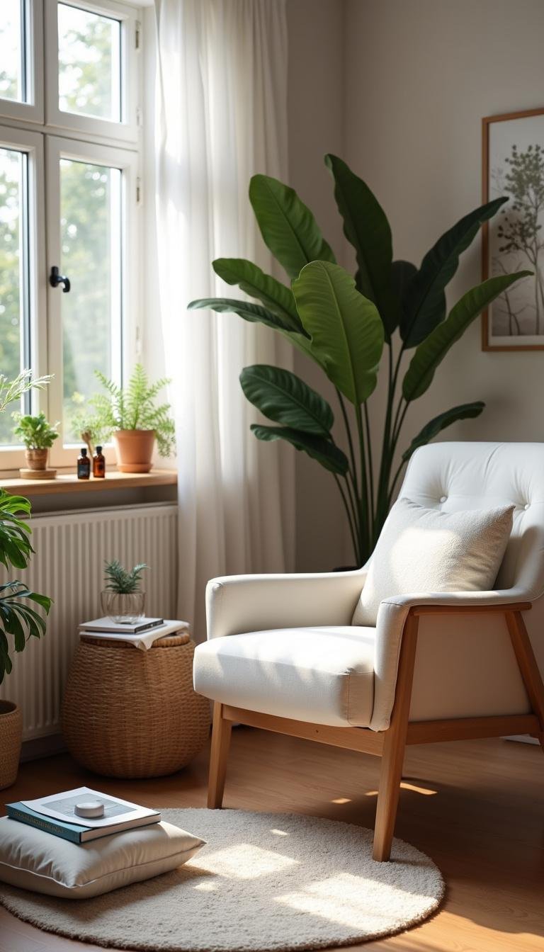 Therapist's office decorated with essential oils and calming decor for anxiety and depression treatment