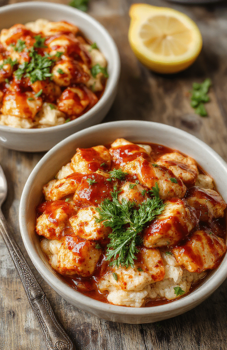 A vibrant plate featuring juicy grilled chicken glazed with honey and smoky chipotle sauce, served over fluffy white rice with colorful sautéed peppers and garnished with fresh cilantro, styled on a rustic wooden table in natural sunlight.